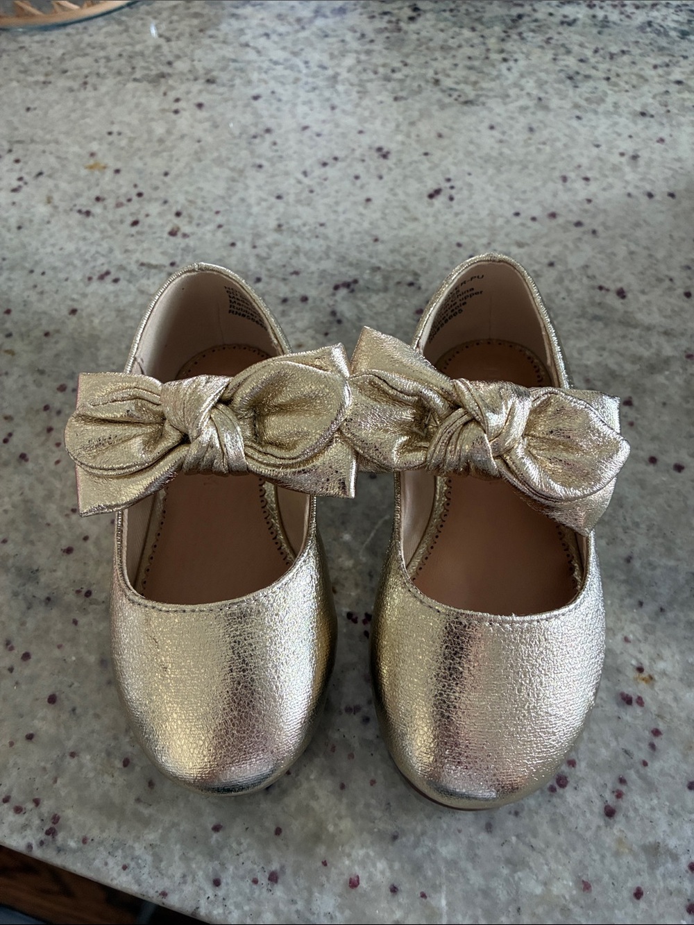 Nordstrom Girls Metallic Gold Bow Mary Janes
